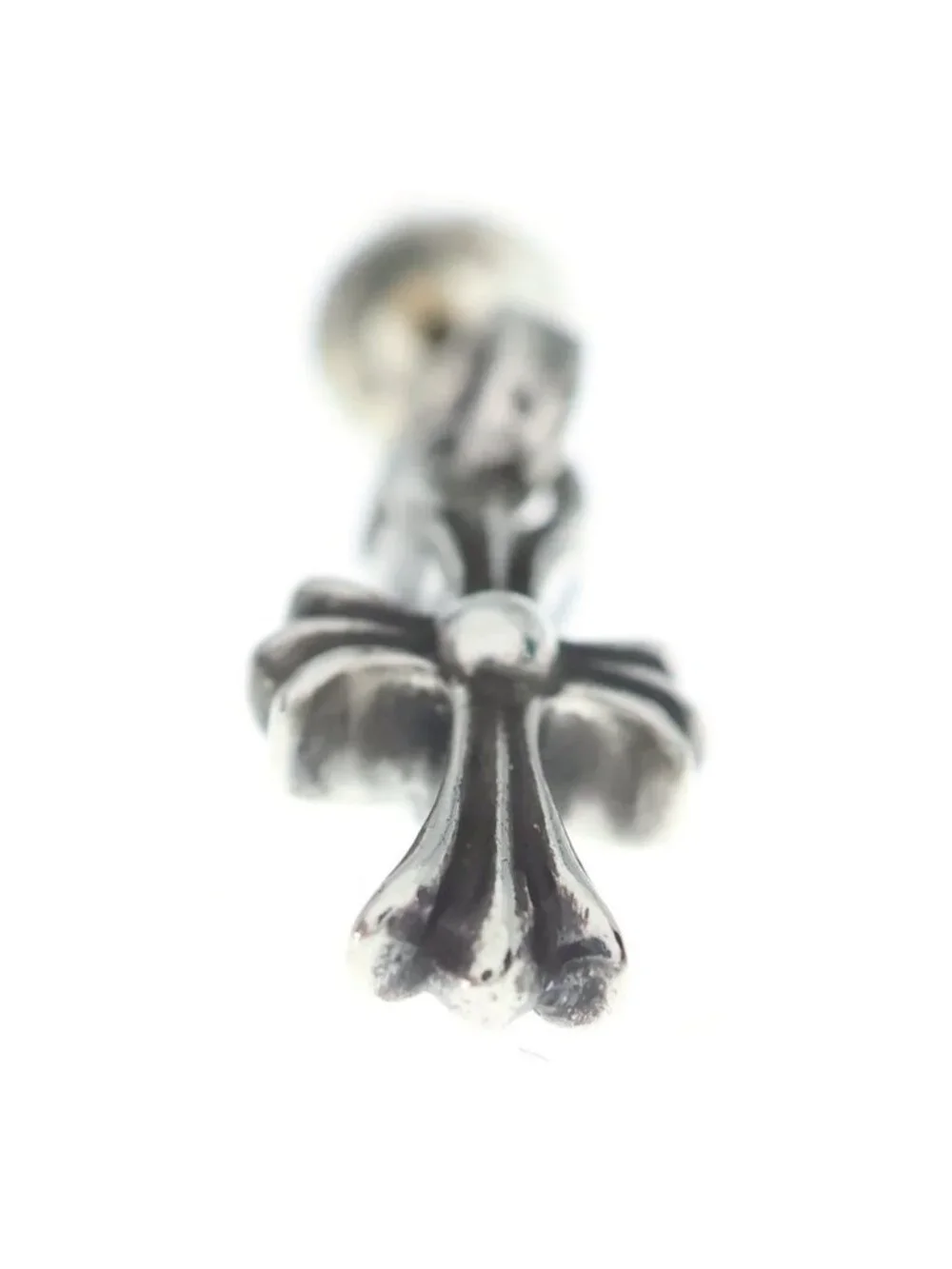Chrome Hearts Bby Pprchn Baby Fat Cross Drop Earrings Silver